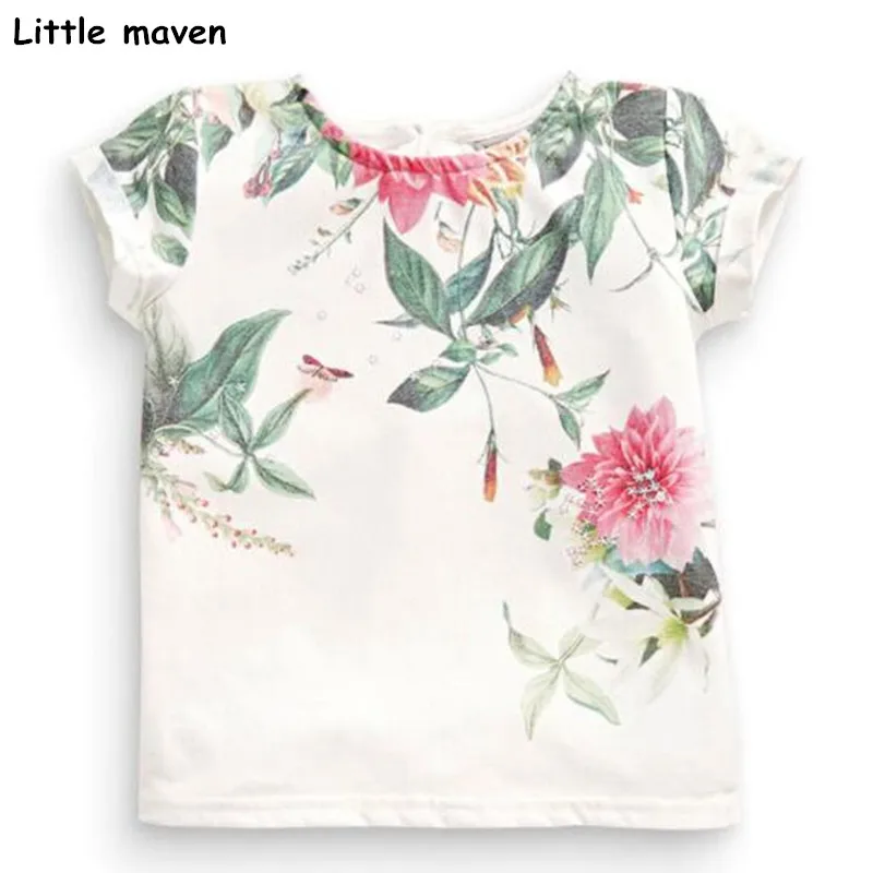 Little maven/Детская летняя одежда для маленьких девочек 2018 футболка с короткими