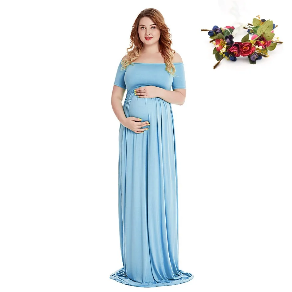 Dress 3 and Garland VOGUEON/женское платье для беременных, с открытыми плечами, с короткими рукавами, с рюшами, для душа, вечернее платье, летняя одежда для беременных - Цвет: Dress 3 and Garland