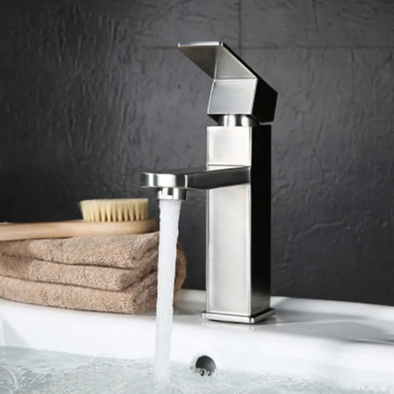SUS Brushed Faucet. Bathroom Deck Mounted basin sink mixer faucet tap hot/cold water single hole Home Improveme | Обустройство дома