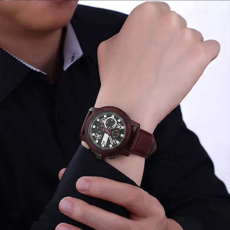 Мужские часы SIHAIXIN Orologio Uomo из кожи и дерева роскошные модные водонепроницаемые