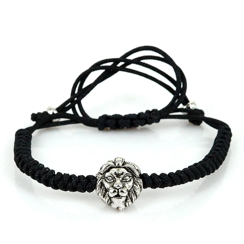 Мужской браслет с Львом ювелирные изделия 2018 черный шнур розовое золото