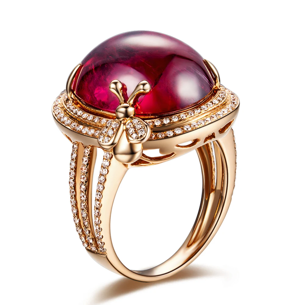 Роскошное турмалиновое кольцо ZOCAI из розового золота 18 К 14 50 карат 0 54 SR706T|ring 18k|18k