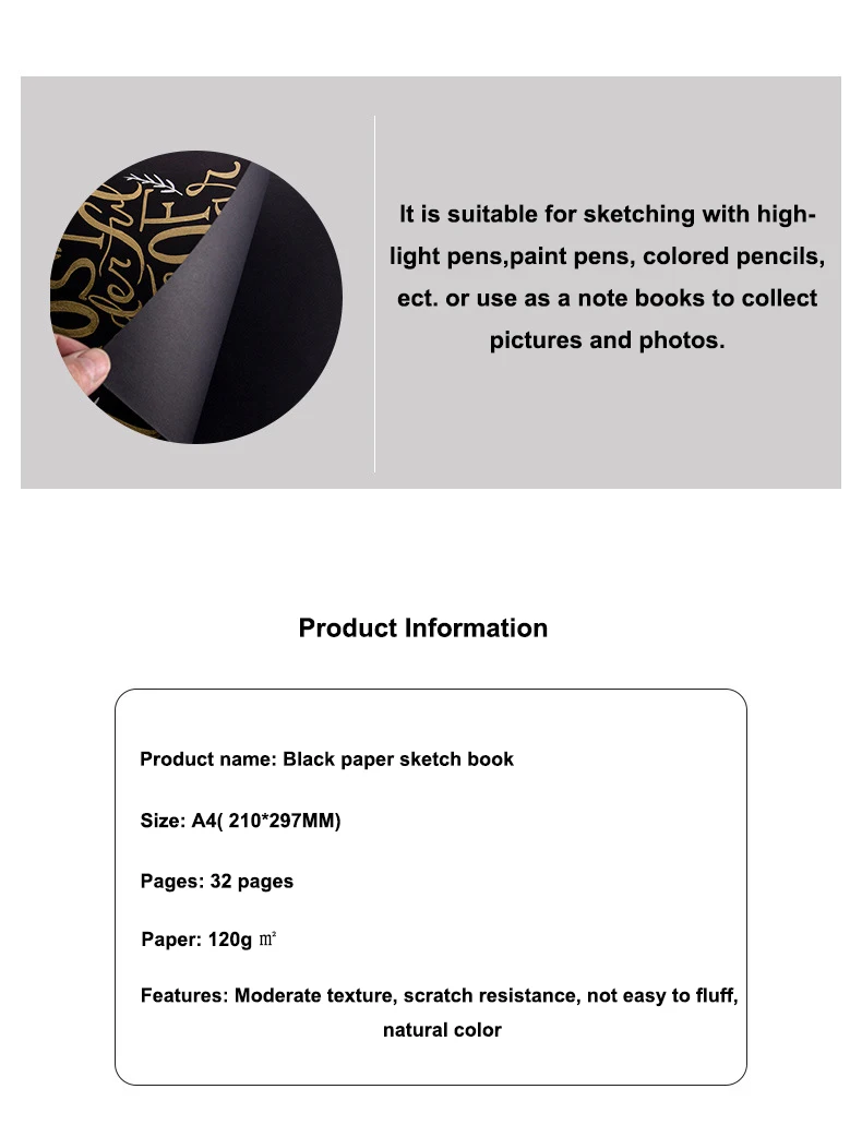 Retro Watercolor Paper for Drawing Painting Graffiti Coiling Black Paper Sketch Book Memo Pad Notebook Office School Art Gift