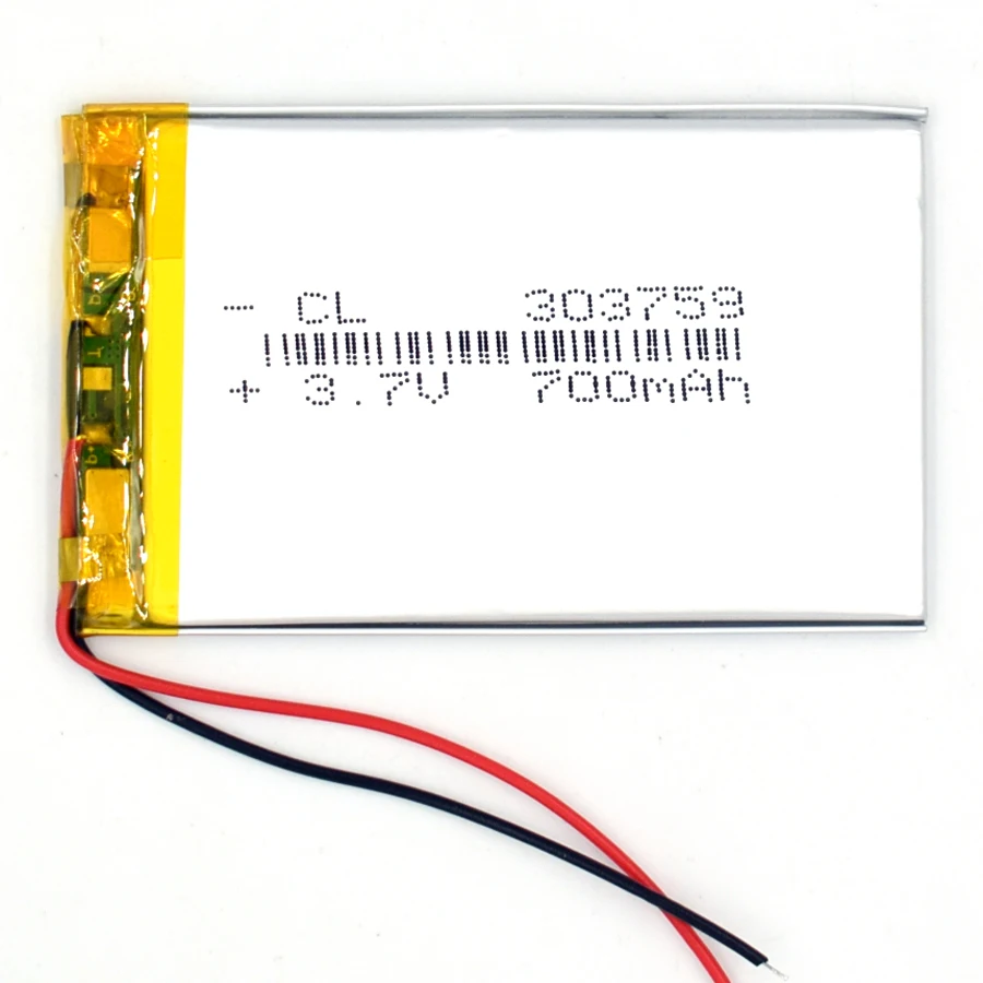 3 7 в 700 мАч 303759 литий-полимерный перезаряжаемый аккумулятор Li Po ion для GPS Bluetooth LED TOY