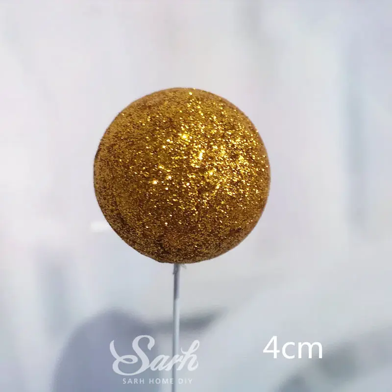 5pc 4cm gold balls Золотой Король Королева торт Топпер С Днем Рождения блестящая рука письмо украшение на День святого Валентина вечерние принадлежности прекрасный подарок - Цвет: 5pc 4cm gold balls
