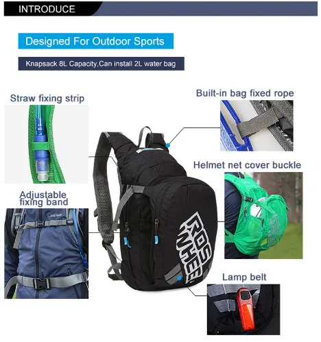 Велосипедные Сумки ROSWHEEL велосипедный рюкзак 8 л светильник Кая дышащая сумка