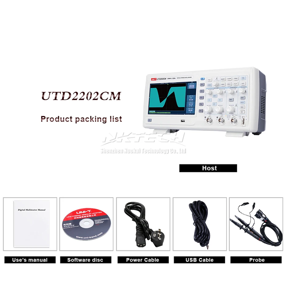 UNI T цифровой осциллограф UTD2202CM UTD2102CM UTD2062CM 2 канальный 200MHz полоса пропускания TFT