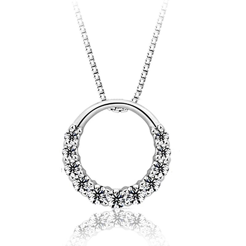Женское колье из серебра 925 пробы с австрийским кристаллом|silver round pendants|round pendantround