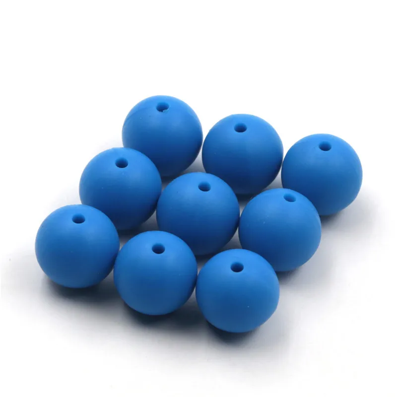 

JOJOCHEW 100pcs 9mm-19mm Deep Sky Blue New Silicone Baby Teething Beads BPA Free Round Cuentas de silicona Jewelry Making