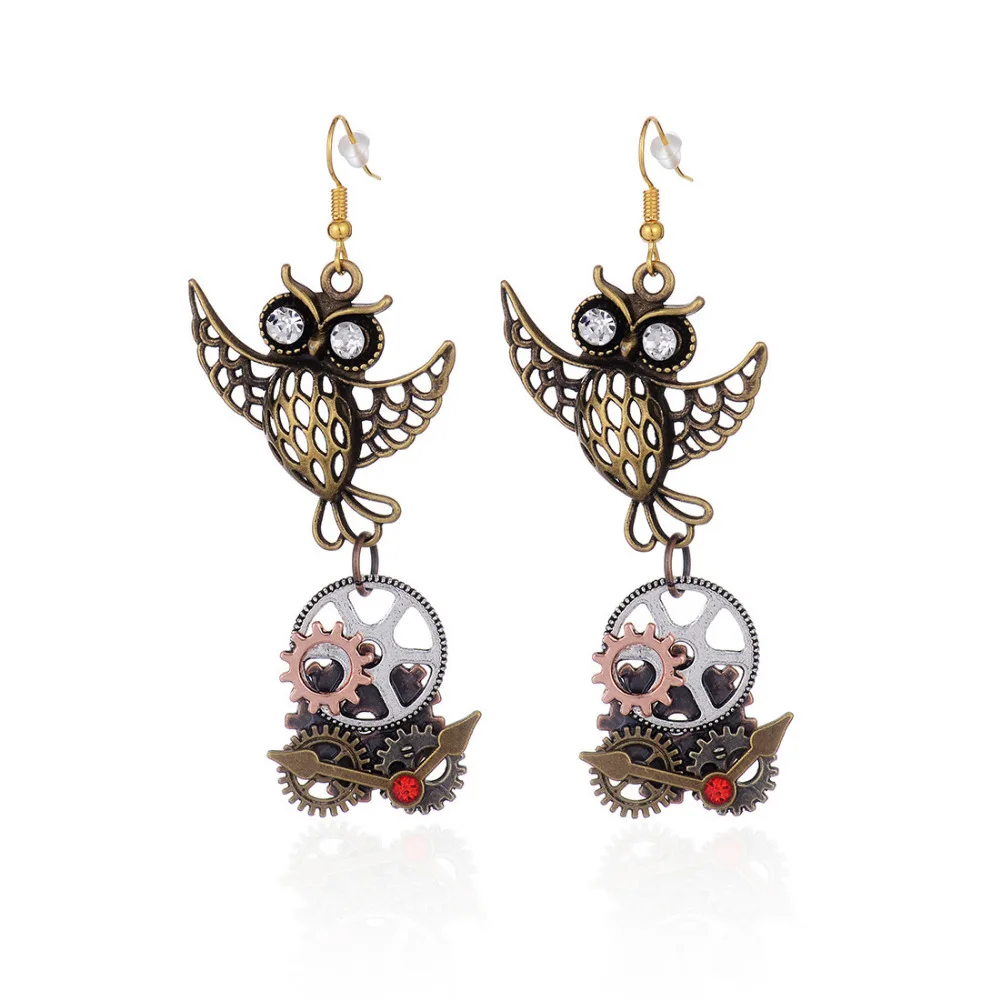 DoreenBeads модные висячие серьги в стиле стимпанк Античная бронза сова соединитель
