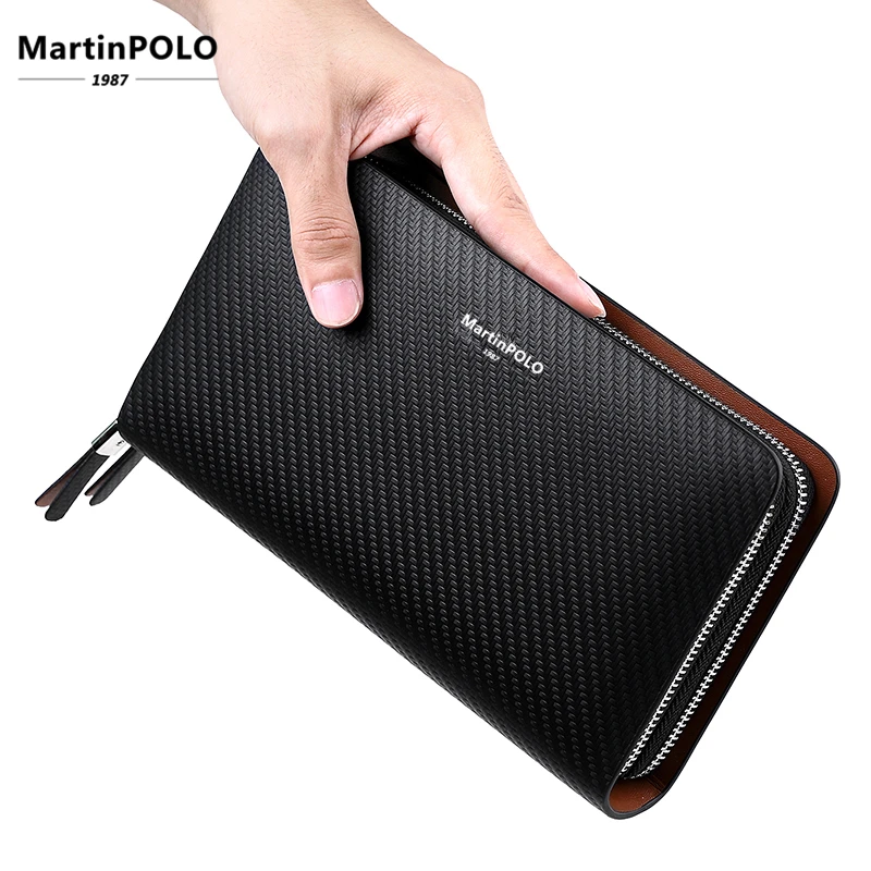 MartinPOLO Мода 2019 г. новое поступление 100% коровья кожа бизнес на молнии длинные