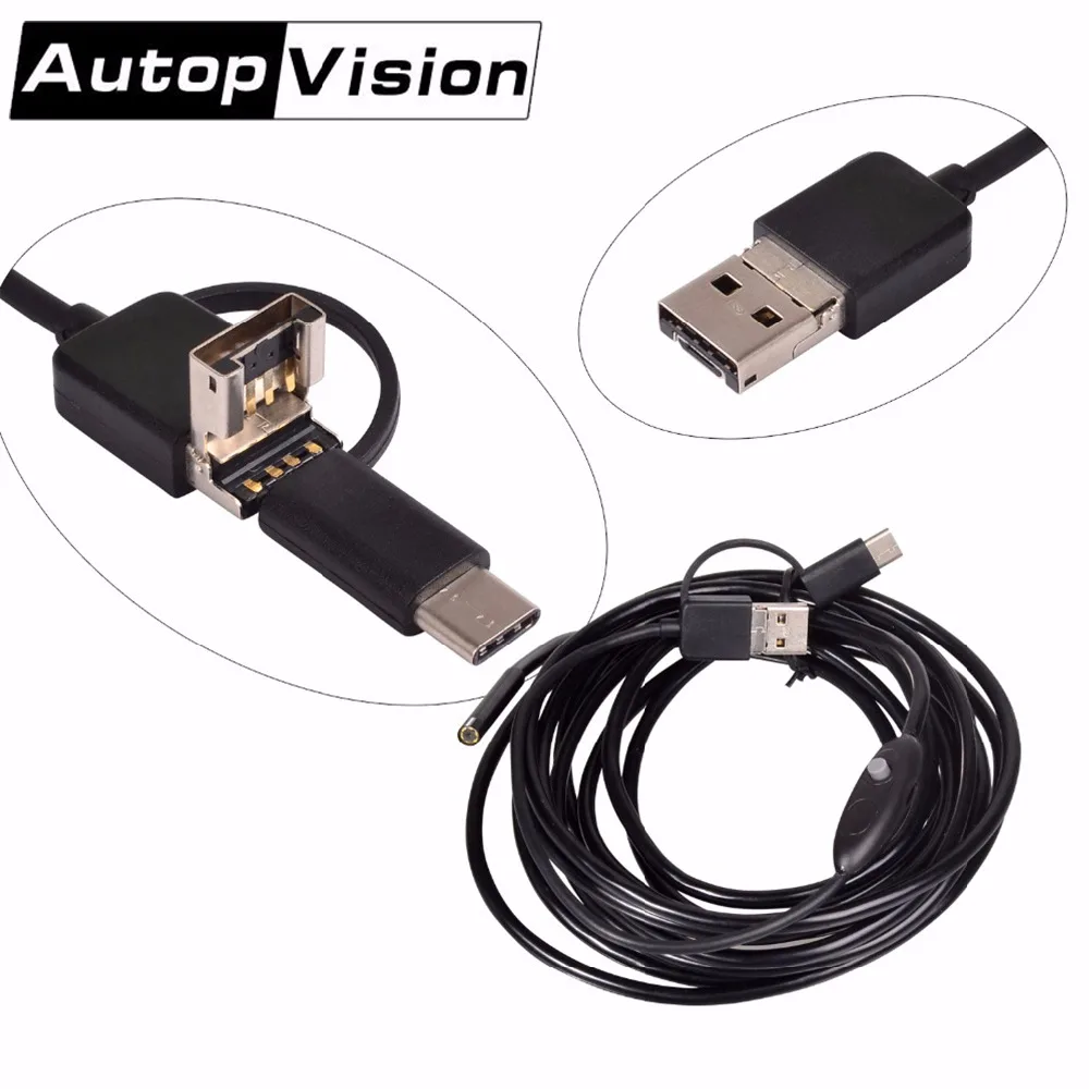 Эндоскоп объектив 8 мм 3 в 1 USB Android Тип C 5 м|lens for smart phone|lens phonelens camera |