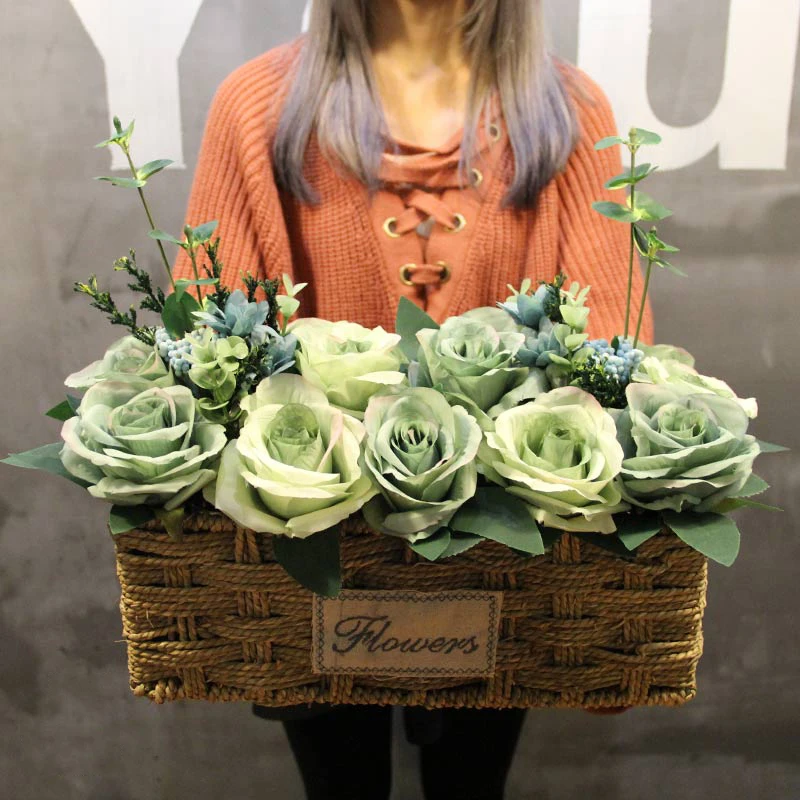 1 набор Роза Пион прямоугольник Большая маленькая Соломенная Корзина