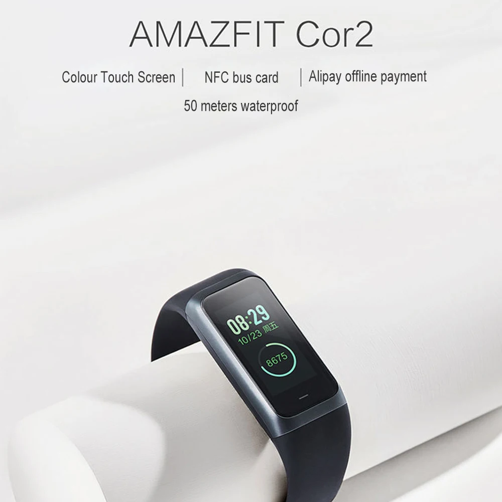 Фитнес-браслет Amazfit Cor 2, английская версия, 1,23 дюймов, ips цветной экран, 5 АТМ, водонепроницаемый шагомер, пульсометр