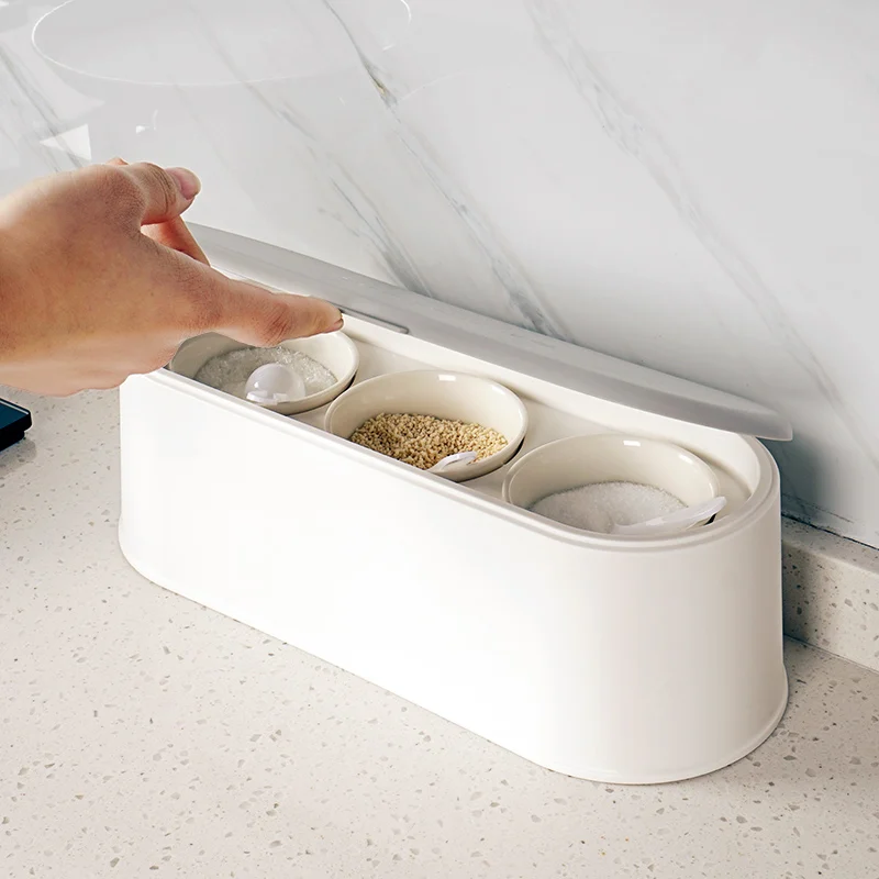 Migecon Ceramic Condiment Box Porcelain and Bamboo Cover Seasoning Spice Jar Salt Sugar Can Kitchenware Accessories | Дом и сад
