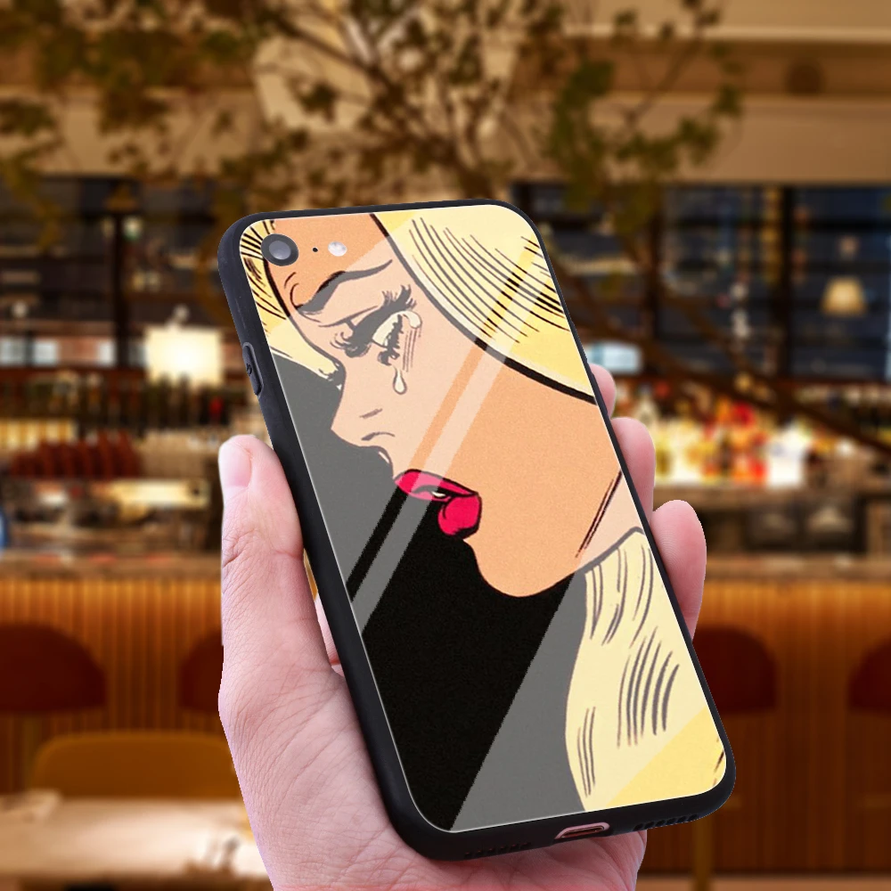 WEBBEDEPP плач Comic Girl чехол из закаленного стекла для телефона Apple iPhone Xr Xs Max X или 10 8 7 6 6S