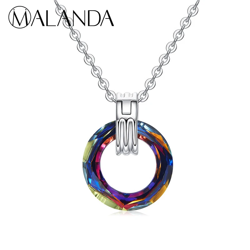 MALANDA Брендовое модное круглое ожерелье подвеска с кристаллами от Swarovski массивное