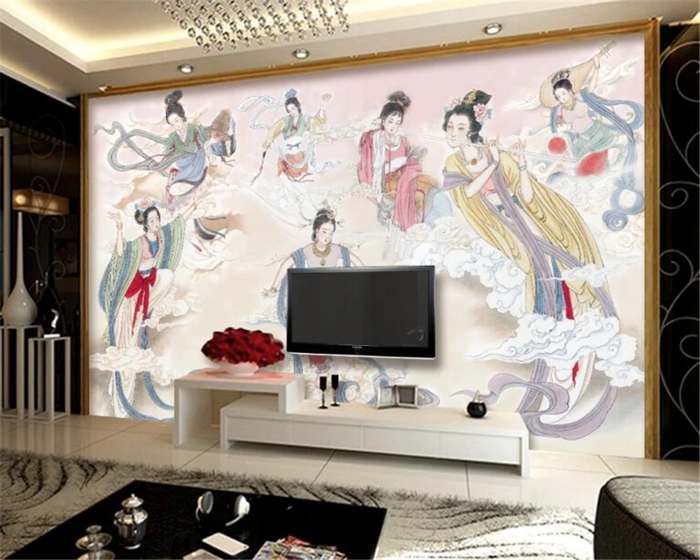 Beibehang photo 3d wallpaper Chinese Seven Fairy Ancient Ladies Makeup Living Room Bedroom TV Background for walls 3D | Обустройство