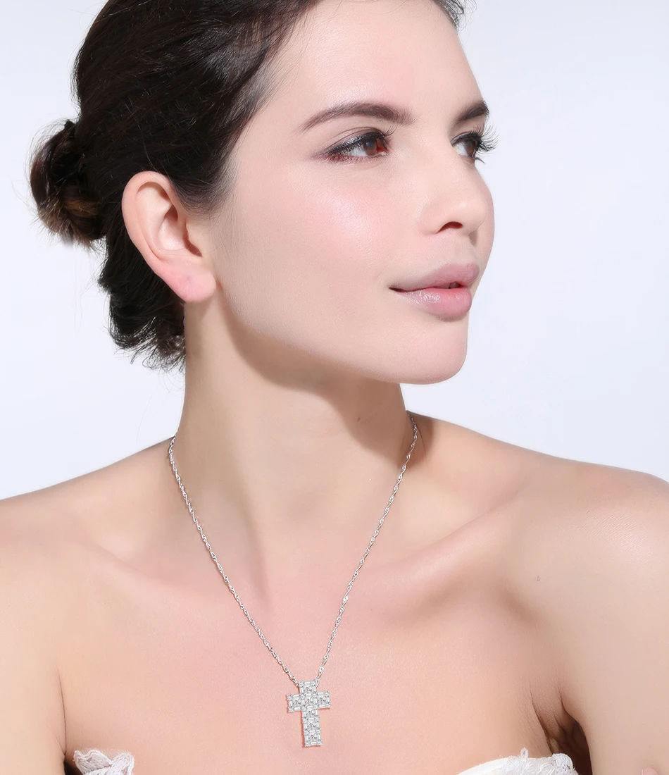 ORSA JEWELS Классические стерлингового серебра 925 пробы Крест циркон кулон ожерелья для женщин вера бижутерия из натурального серебра подарок ASN66