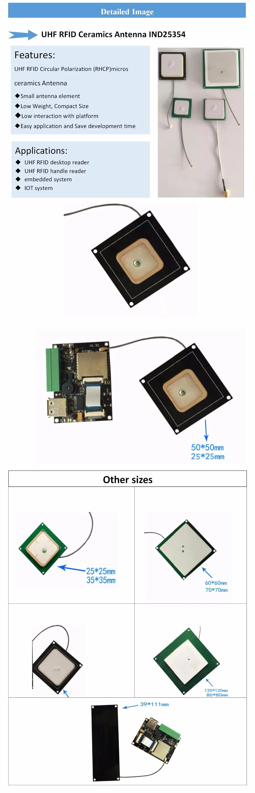 865-928 МГц маленькая UHF RFID антенна с 0dbi 2dbi 1dbi 3dbi усиление для 1 или 4 канала impinj r2000 uhf rfid считыватель модуль