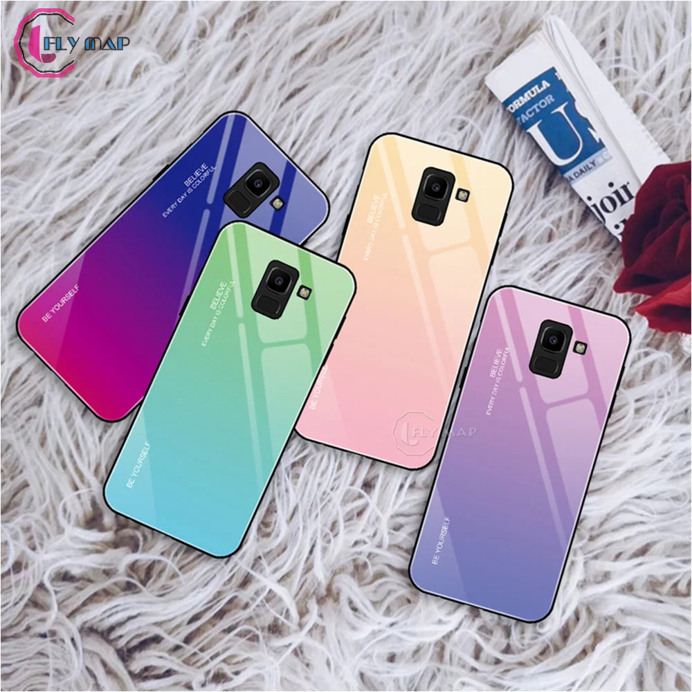 Градиентный чехол Aurora для Samsung Galaxy J4 2018 4J J400 J400F J400F/DS из закаленного стекла SM-J400F