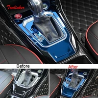 tonlinker interior gear position cover case sticker for volkswagen t roc 2018 19 car styling 4 pcs stainless steel cover sticker