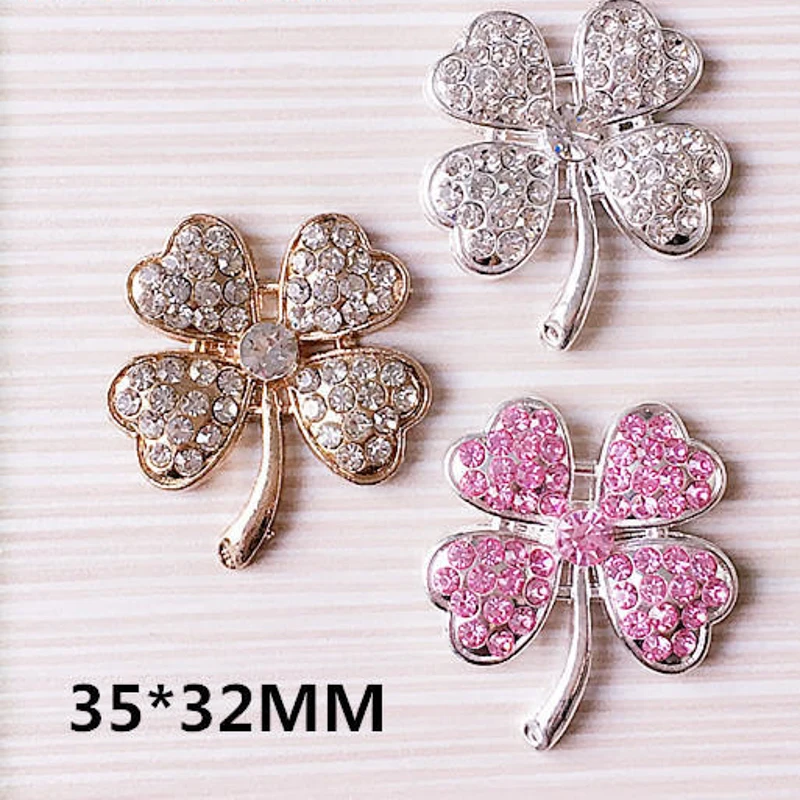 35*32 мм клевер форма металлический сплав горный хрусталь кулон для платья DIY