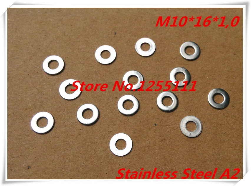 

100pcs/lot M10 x 16 x 1.0 10mm Stainless Steel A2 Flat washer Thickness 1.0mm