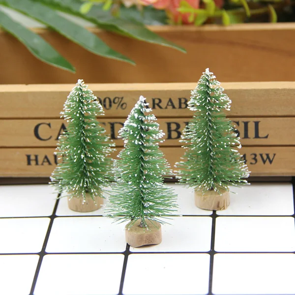 White Green Новинка! 10 шт. DIY 6 см Рождественская елка маленькая сосна мини-деревья, размещенные на рабочем столе для дома, рождественские украшения, подарки для детей - Цвет: White Green