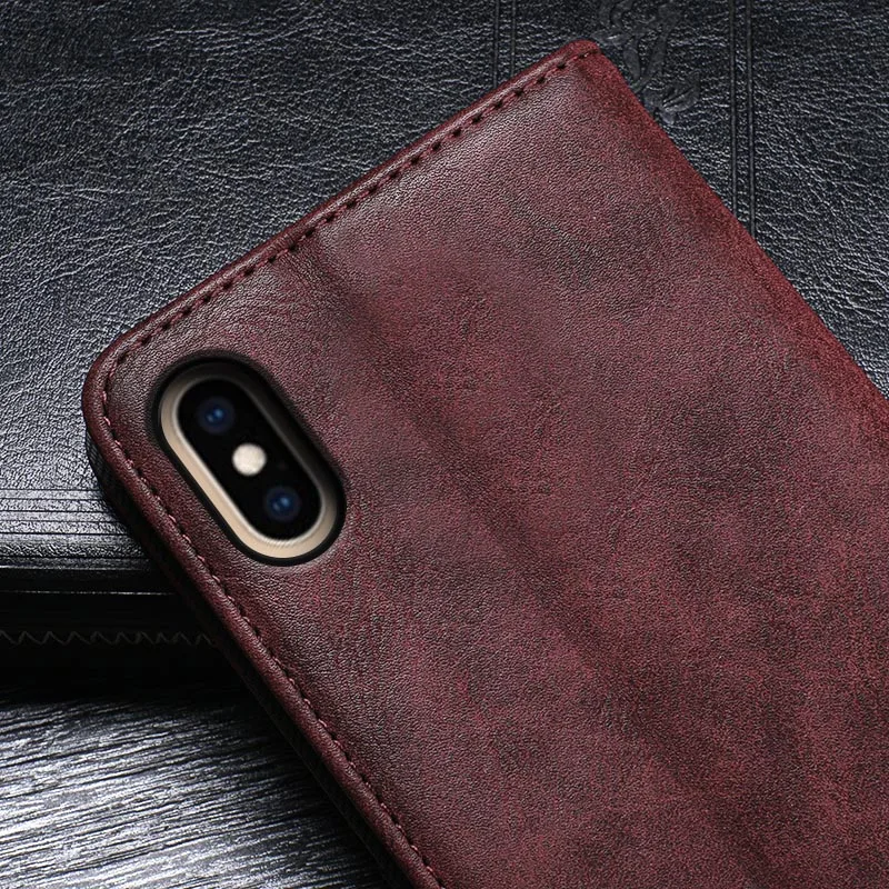 Чехол для iPhone XS Max чехол Роскошный кожаный флип-чехол защитный телефона ретро