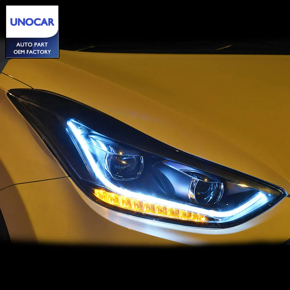 Стайлинг для фары автомобиля Hyundai Elantra светодиодный DRL Объектив двойной луч H7 HID
