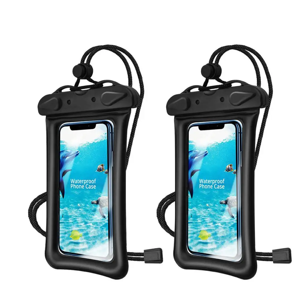 GUUGEI Waterproof Case For Phone 2Pcs Airbag Float Bag Swimming Diving Phone Coque Pouch Water Proof Phone Case Underwater Cover - Цвет: Waterproof Black Bag