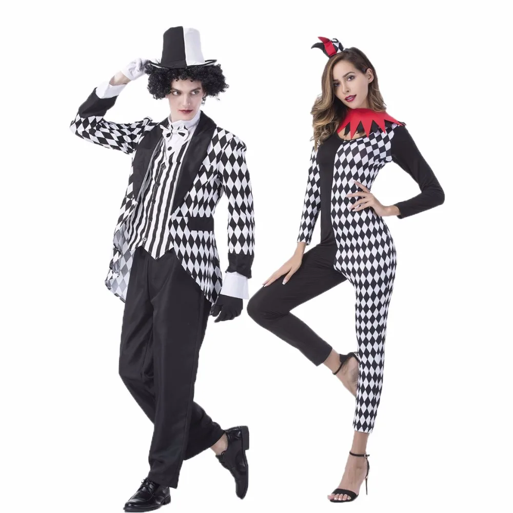 Костюмы для Хэллоуина "Карнавальная вечеринка в стиле фэнтези" для мужчин и женщин: "Шляпник безумный" и "Цирковой клоун" в стиле косплей. Комплект для пары.