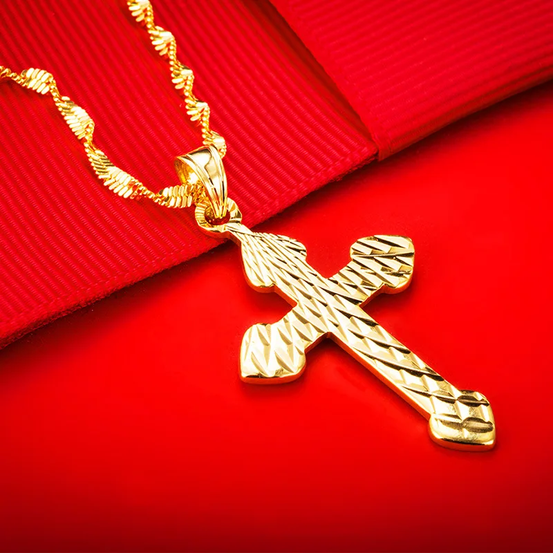 Кулон VAMOOSY Christian Jesus Cross золотой цвет ожерелье без цепи византийское плетение