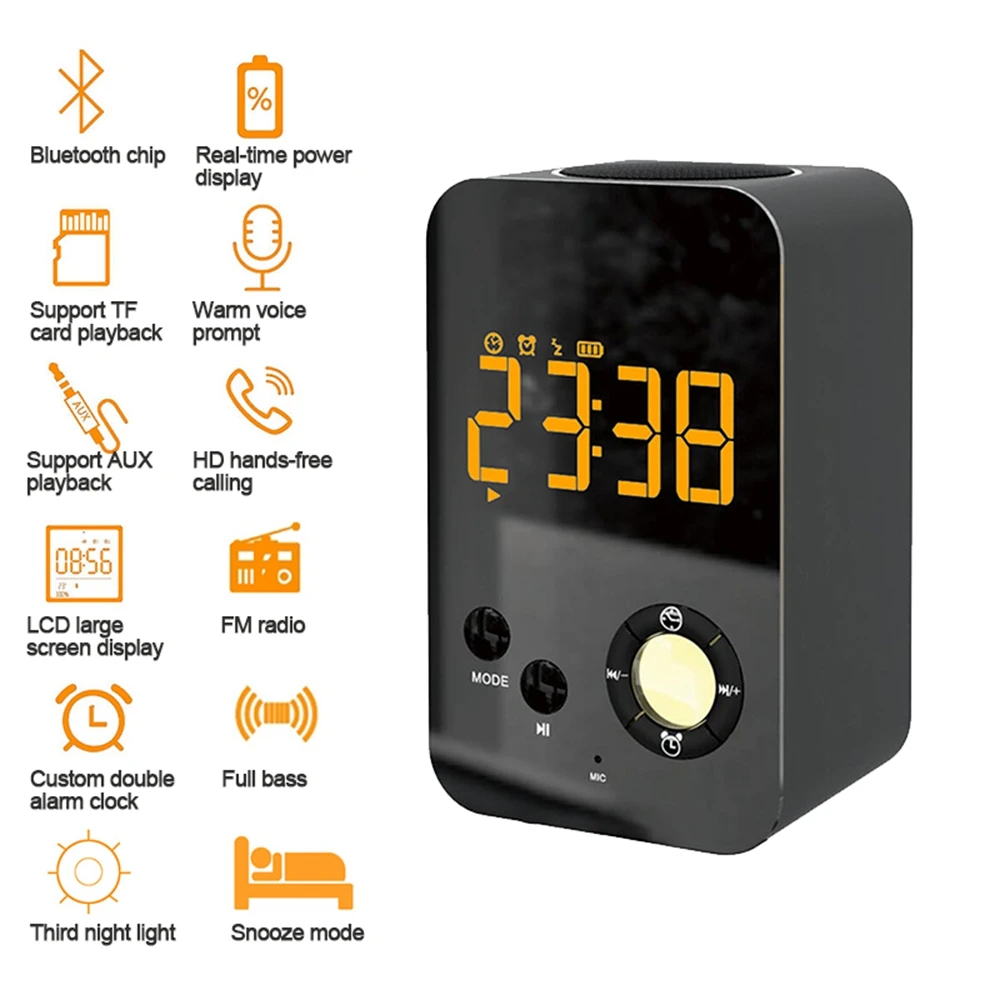 Мини Bluetooth динамик с FM ночным светом LED макияж зеркало функциональная поддержка AUX