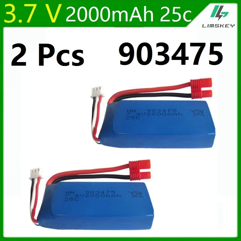 

RC Drone Syma X8C Lipo Battery 7.4V 2000mah Lipo 2S 2pcs/lot Battery X8W Spare Part For Wltoys V262 X8C X8 Quadcopter Helicopter