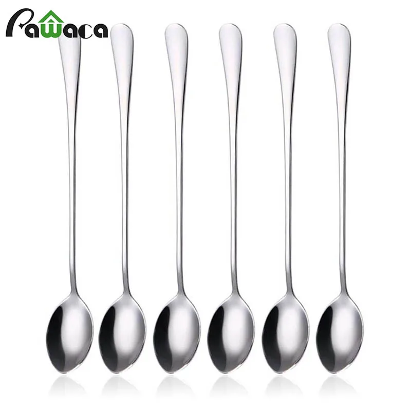 Ложка для смешивания из нержавеющей стали с длинной ручкой 6 шт./компл.|Ложки| |