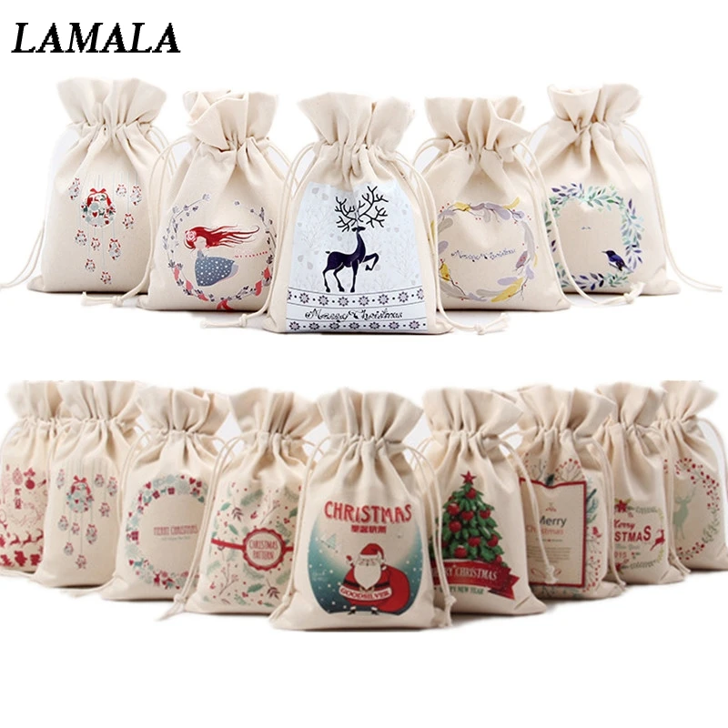1 шт 2019 новогодний Рождественский Декор мешок конфеты Санта Клаус шнурок холст