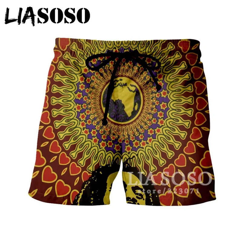 LIASOSO летние новые мужские и женские модные шорты с 3D принтом певица Боб Марли