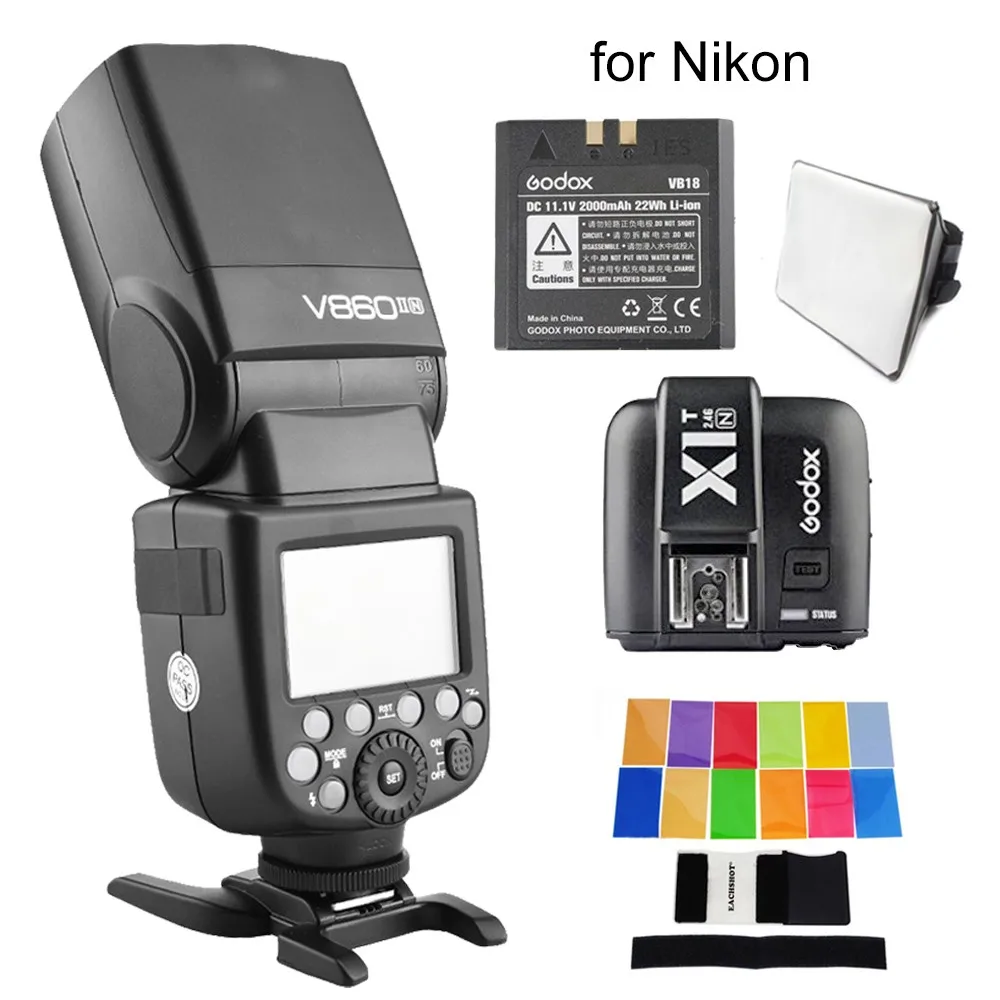 

Godox V860N II V860II-N + Transmitter X1TN E-TTL HSS 2.4G Build-In Transceiver Li-ion Battery Flash for Nikon
