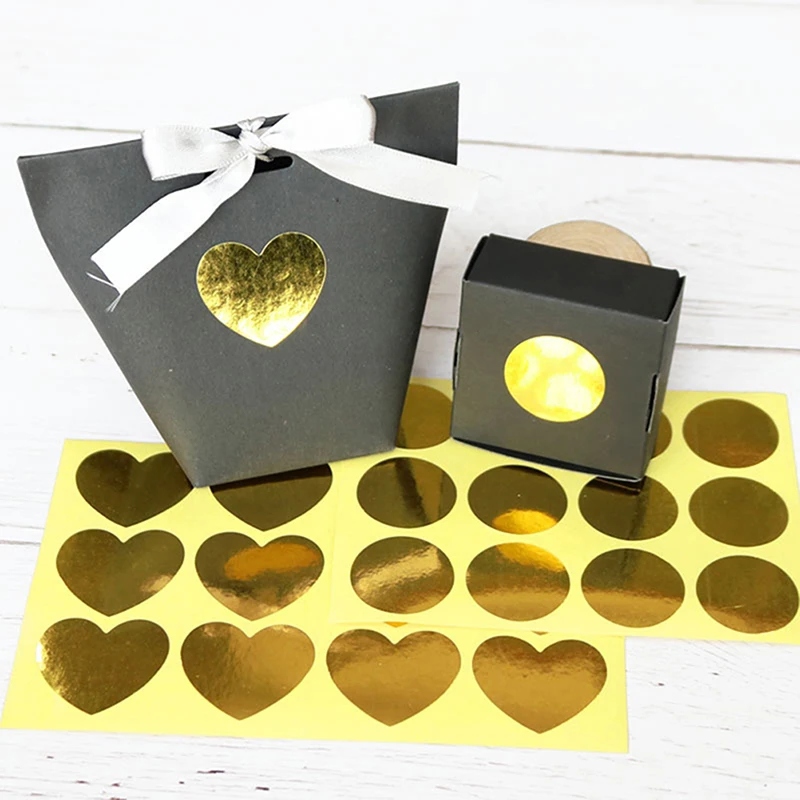 60pcs Sealing Handmade Golden Heart Gold Cake Candy Packaging Label Sticker Baking DIY Gift Party Stickers | Канцтовары для офиса