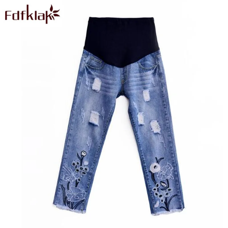 Fdfklak Одежда для беременных джинсы штаны женщин кормящих брюки джинсовые леггинсы