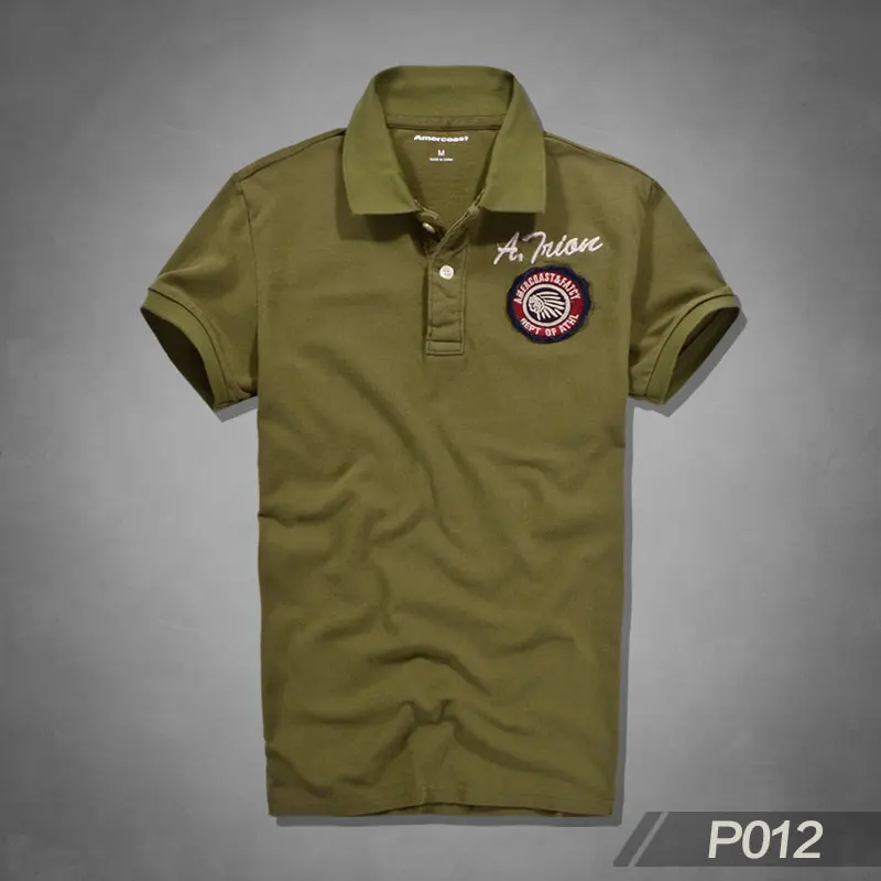 P012 Military Green Новые мужские рубашки поло, высококачественные хлопковые рубашки с коротким рукавом, дышащие однотонные рубашки поло, Летняя Повседневная Деловая мужская одежда - Цвет: P012 Military Green