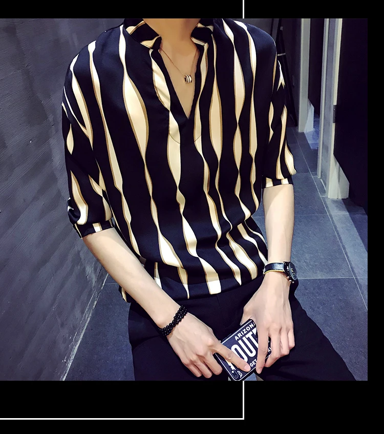 Полосатый пуловер, мужская рубашка herren hemd camisa masculina, мужская рубашка, корейская мода, Стильная дизайнерская мужская рубашка
