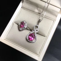 kjjeaxcmy boutique jewels 925 sterling silver inlaid with natural pink topaz ring pendant necklace for womens 2 piece set godde