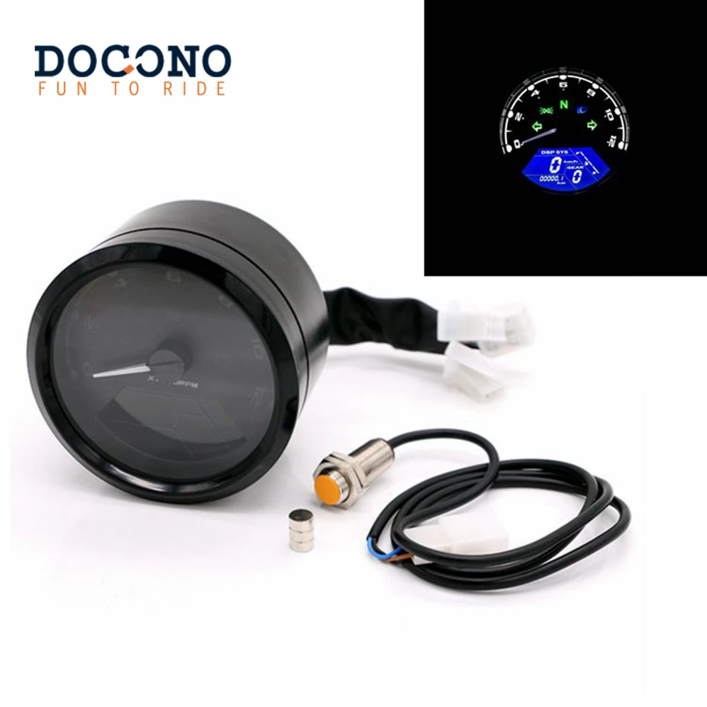 12000 RMP kmh/mph Универсальный Мотоцикл Тахометр ЖК цифровой одометр спидометр