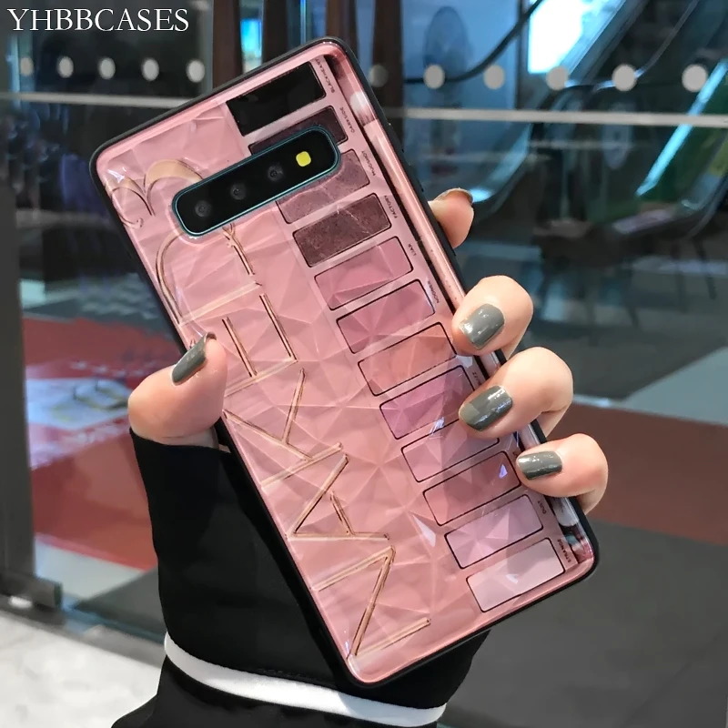 YHBBCASES 3D Diamond Pattern Hard Cases For Samsung Galaxy S8 S9 S10 Plus Cartoon Eyeshadow Box Phone Cover Note 8 9 |