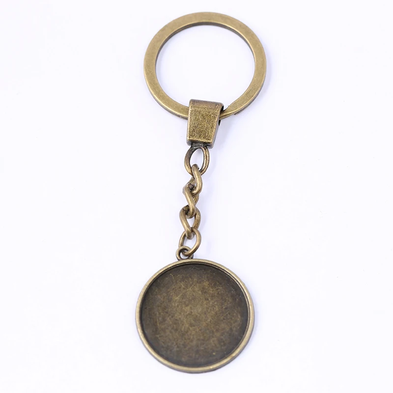 

reidgaller 5pcs antique bronze key chain cabochon base settings 25mm blank keychain bezel findings diy keyring accessories