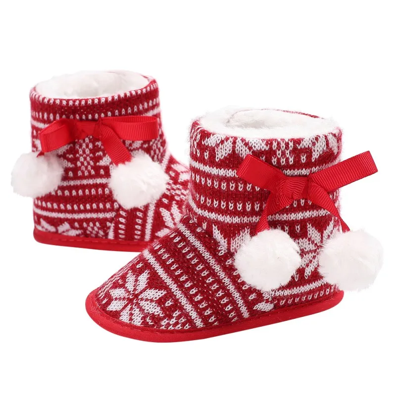 

Warm Winter Baby Snow Boots First Walkers Fashion Plus Cashmere Red Maple Baby Boots Prewalker