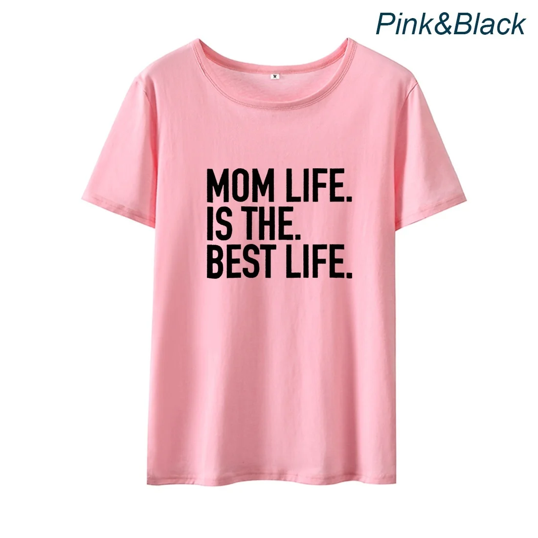 Женская футболка с принтом Mom Life Is The Best черная белая свободная хлопковая Футболка